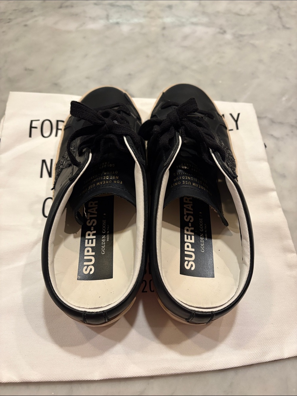 Golden Goose Black Leather Superstar Sneakers with Glitter Star - Picture 4 of 5
